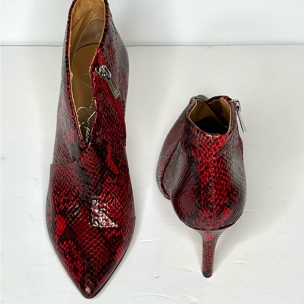 Jessica Simpson Red Snakeskin Heeled Boots